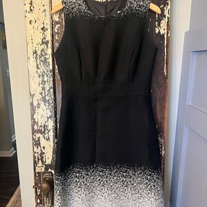 Anni Kuan women’s Black & white speckled wool blend size 6 sleeveless knit dress